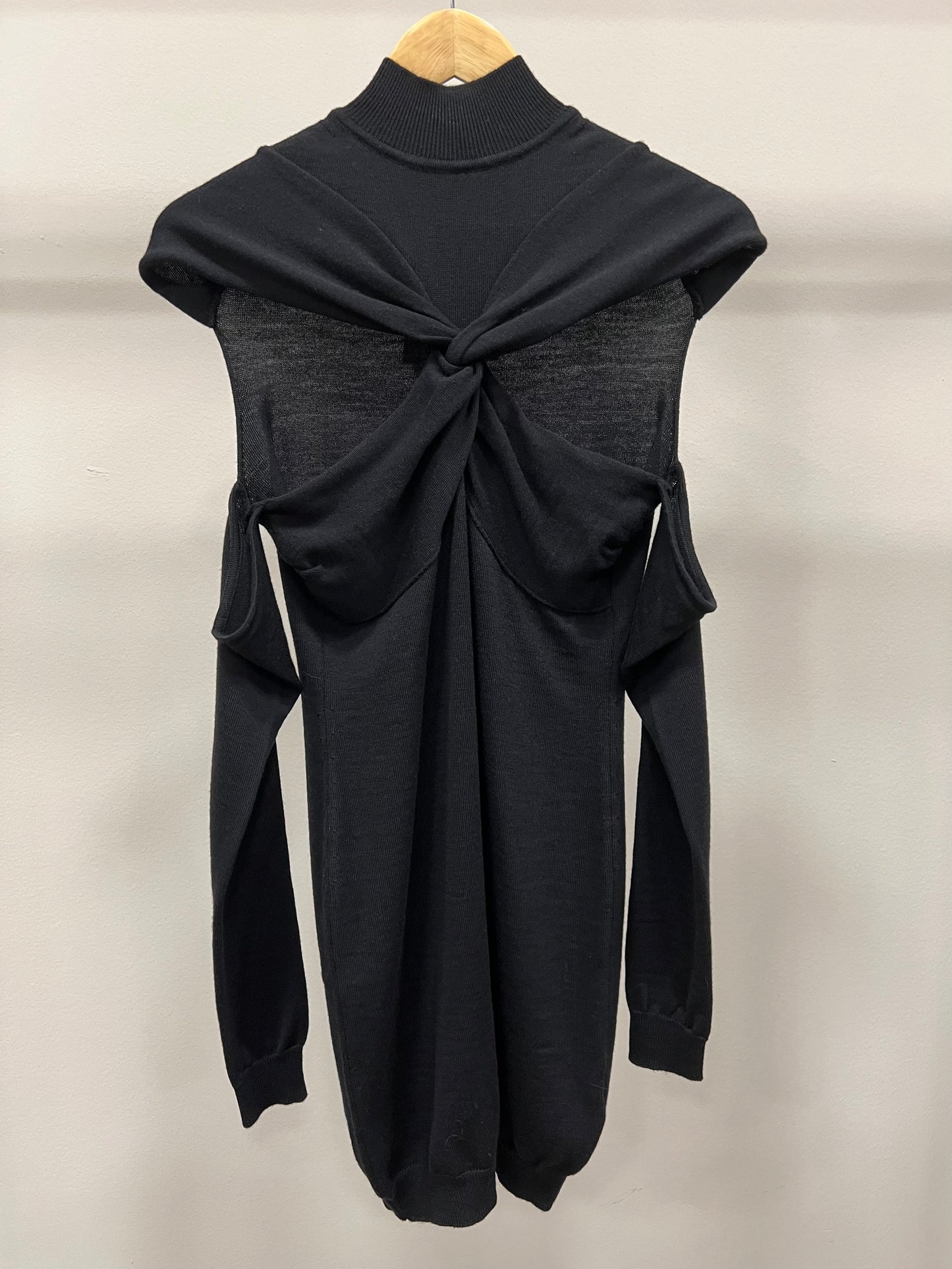 COPERNI MERINO WOOL TWISTED CUT OUT KNIT DRESS BLACK