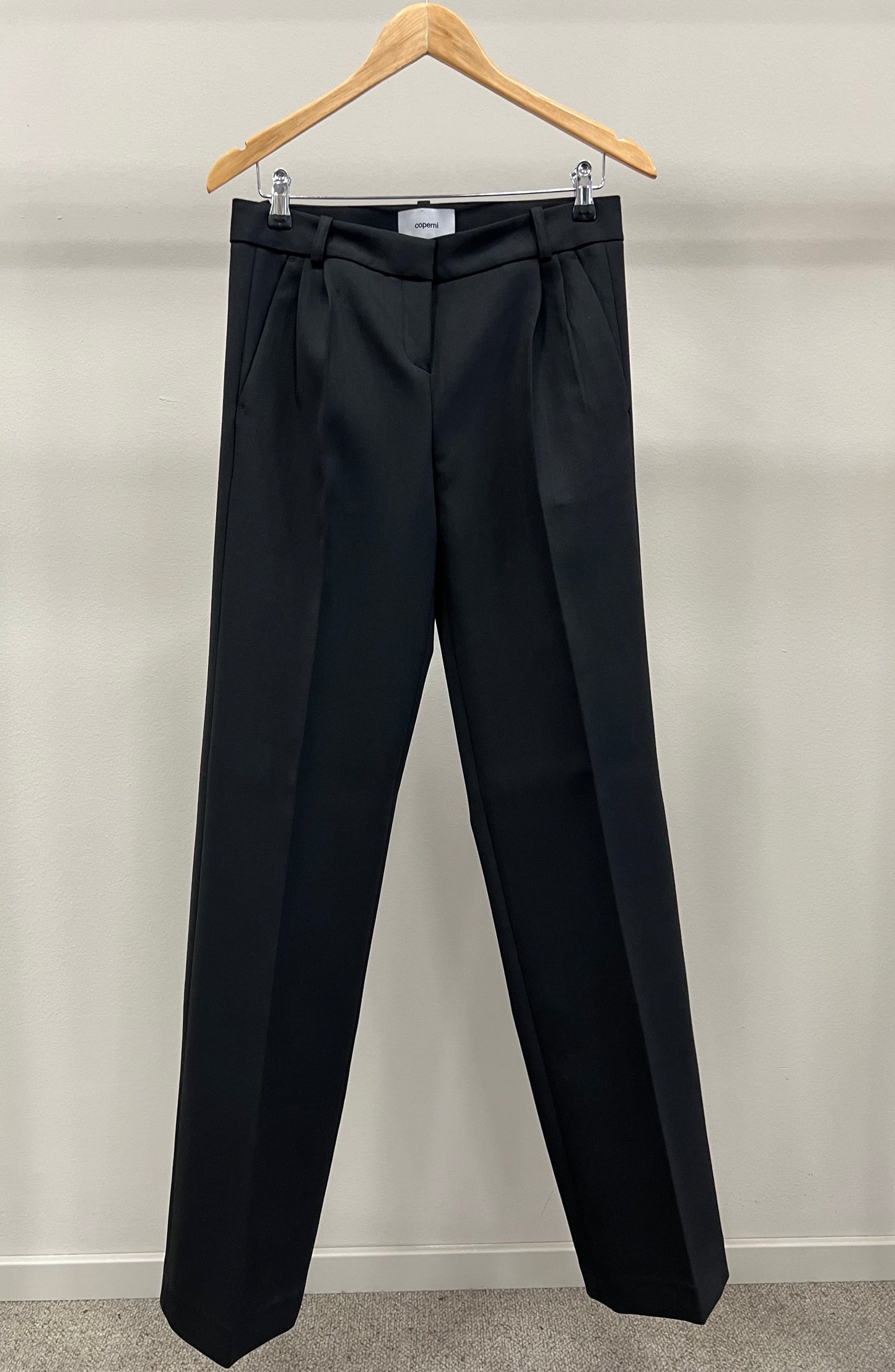 COPERNI POLY VISCOSE LOW RISE LOOSE TAILORED TROUSERS BLACK