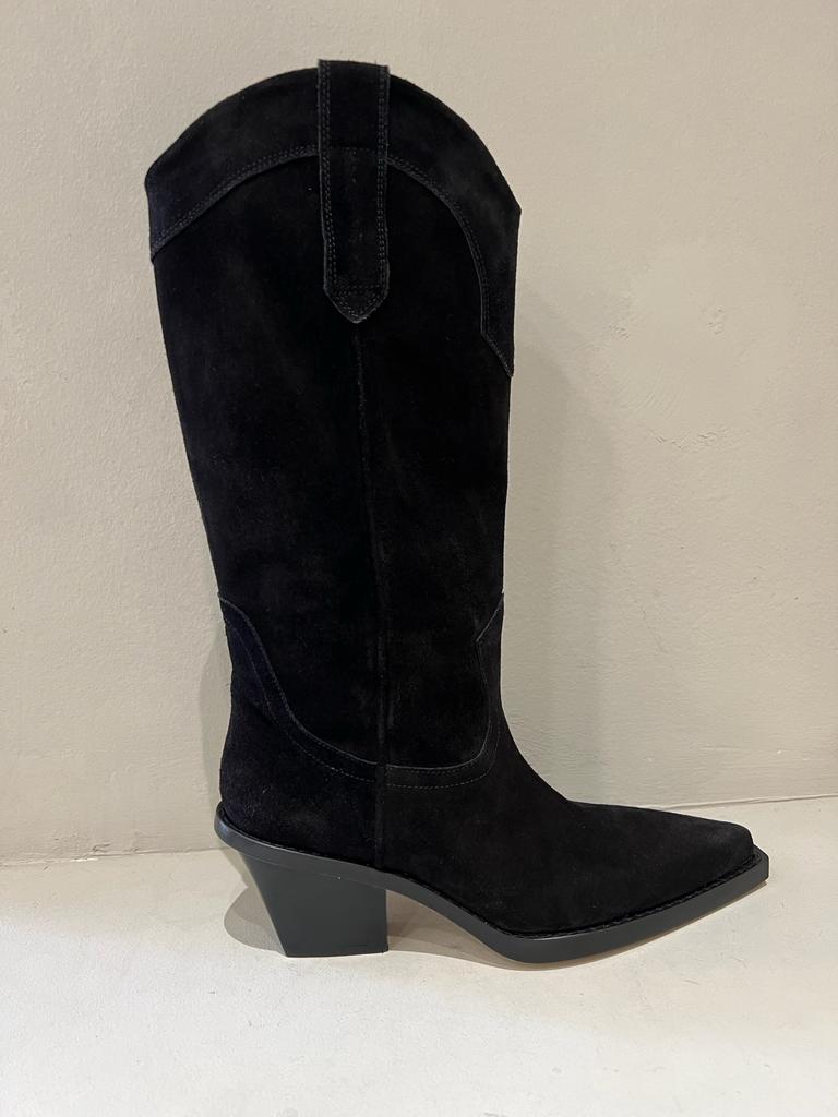 PARIS TEXAS CALF SUEDE DAKOTA BOOT 6 CM BLACK