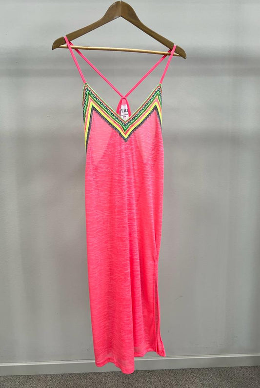 PITUSA SLIP DRESS HOT PINK