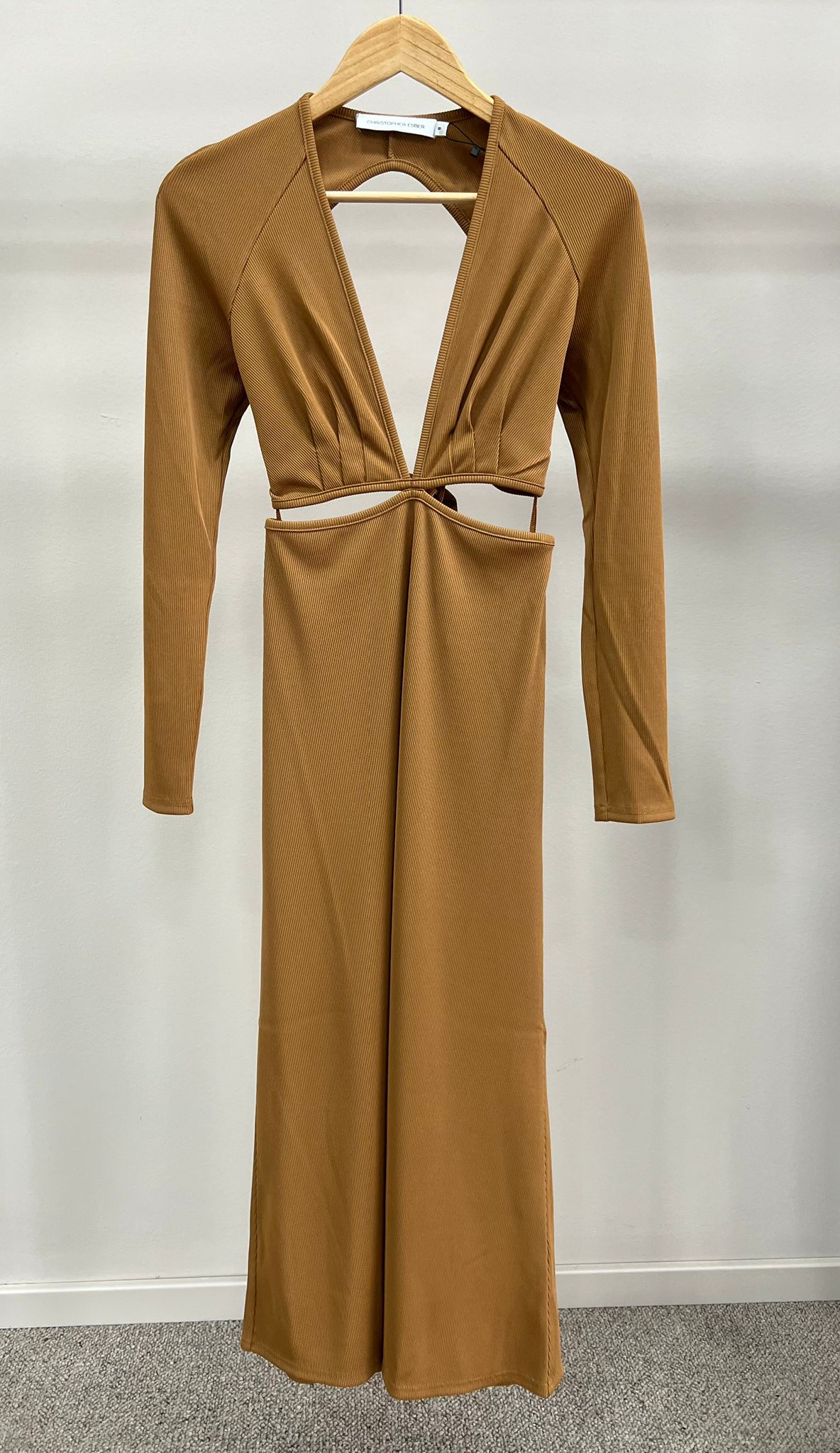 CHRISTOPHER ESBER COMPACT RIB DRESS TAN