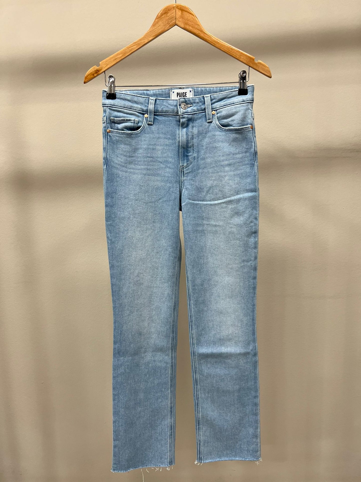 PAIGE CINDY HIGH RISE STRAIGHT ANKLE JEANS LIGHT BLUE