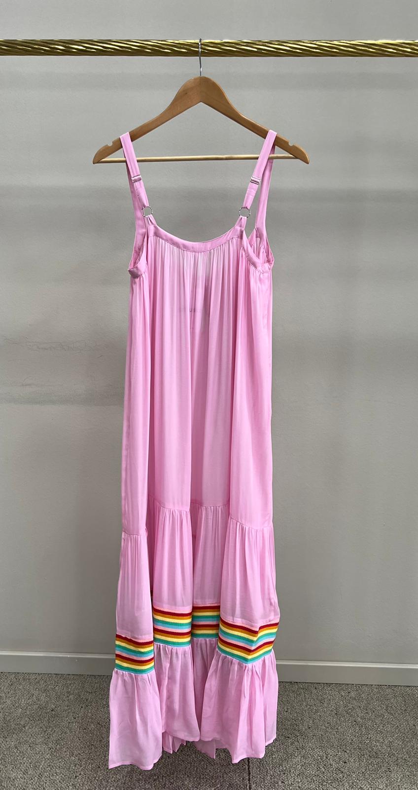 PITUSA SILKY TIE MIDI DRESS CANDY PINK