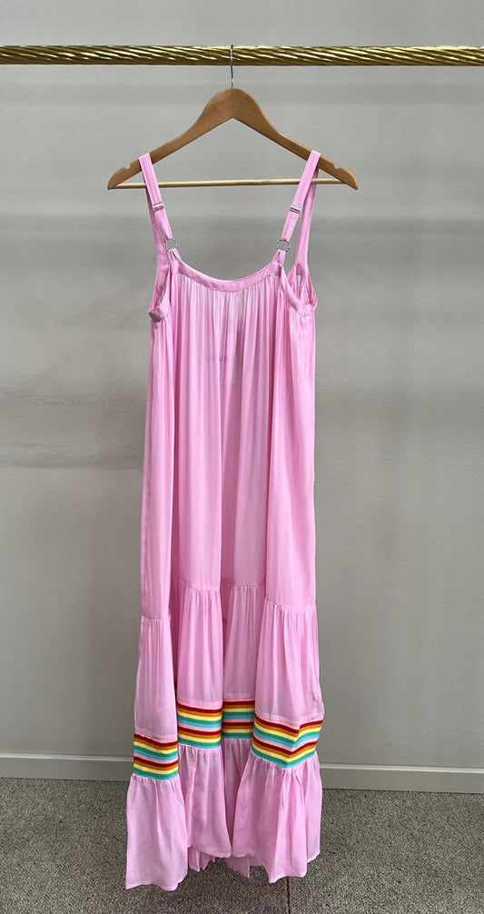 PITUSA SILKY TIE MIDI DRESS CANDY PINK