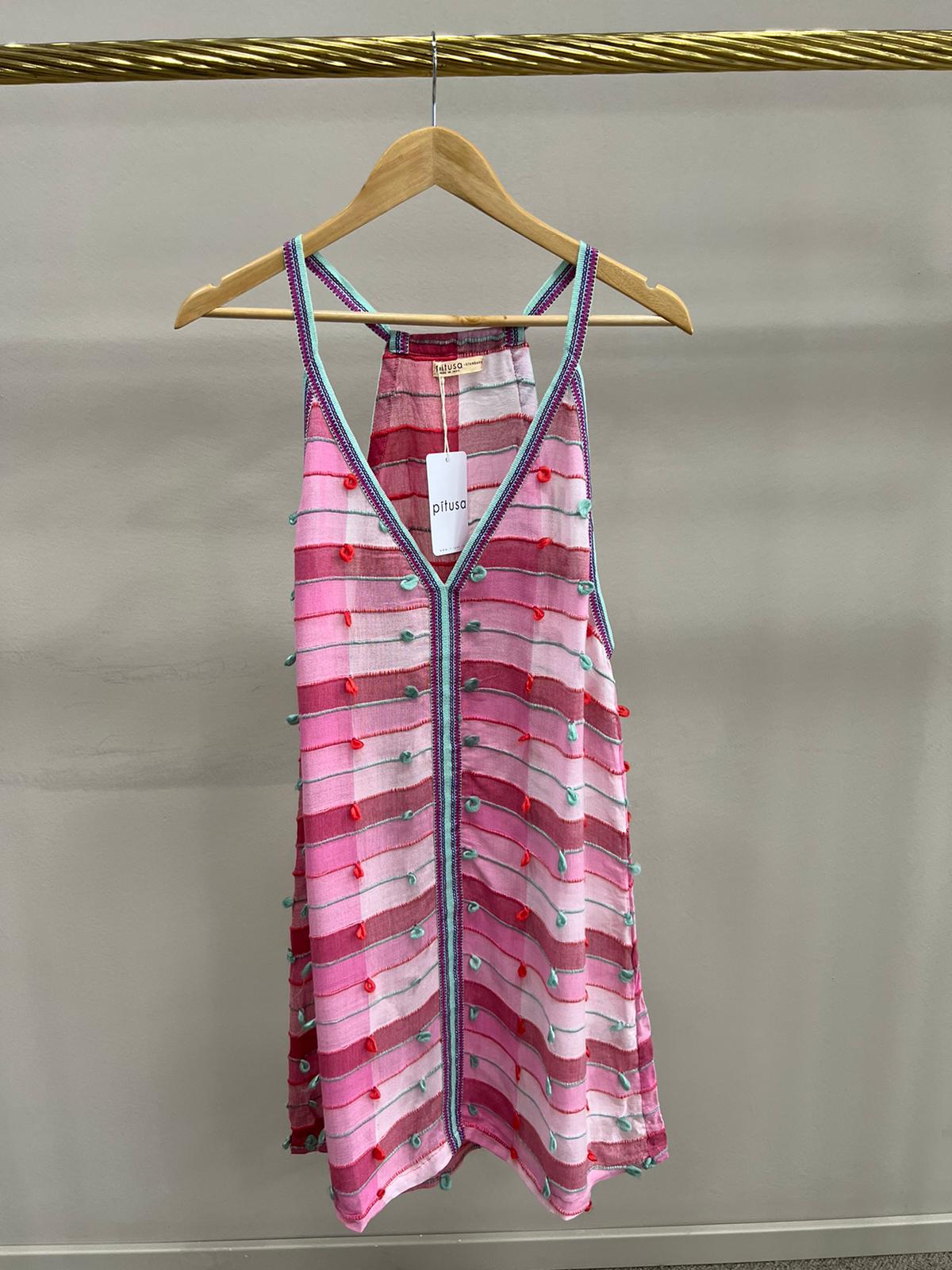 PITUSA LOOP WEAVE MINI SUNDRESS PINK