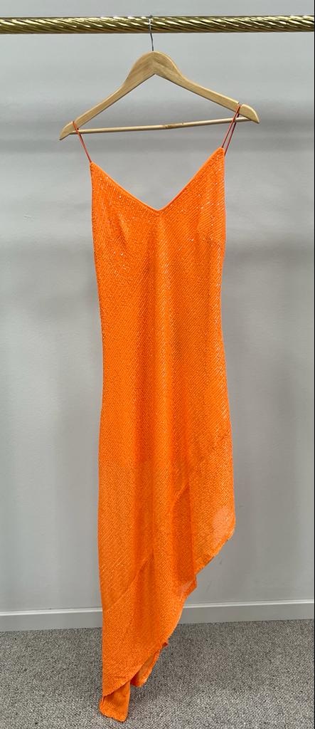 ROTATE DRESS SEQUINS ORANGE POP